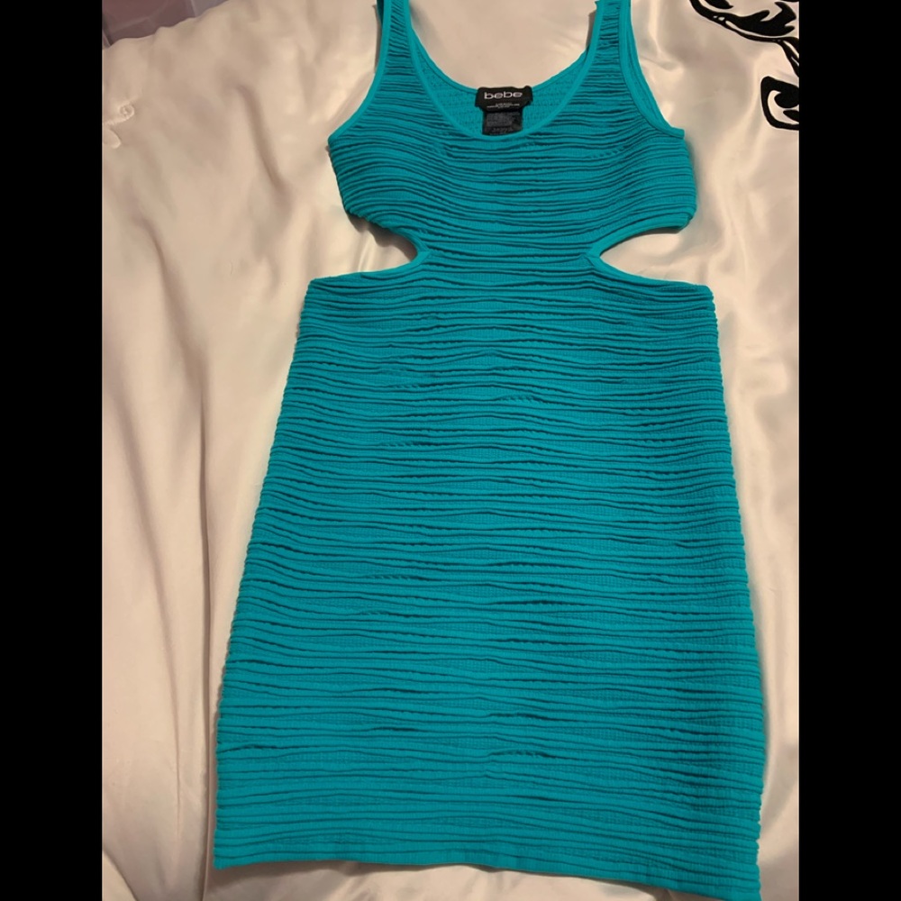 Bebe blue bodycon cut out dress